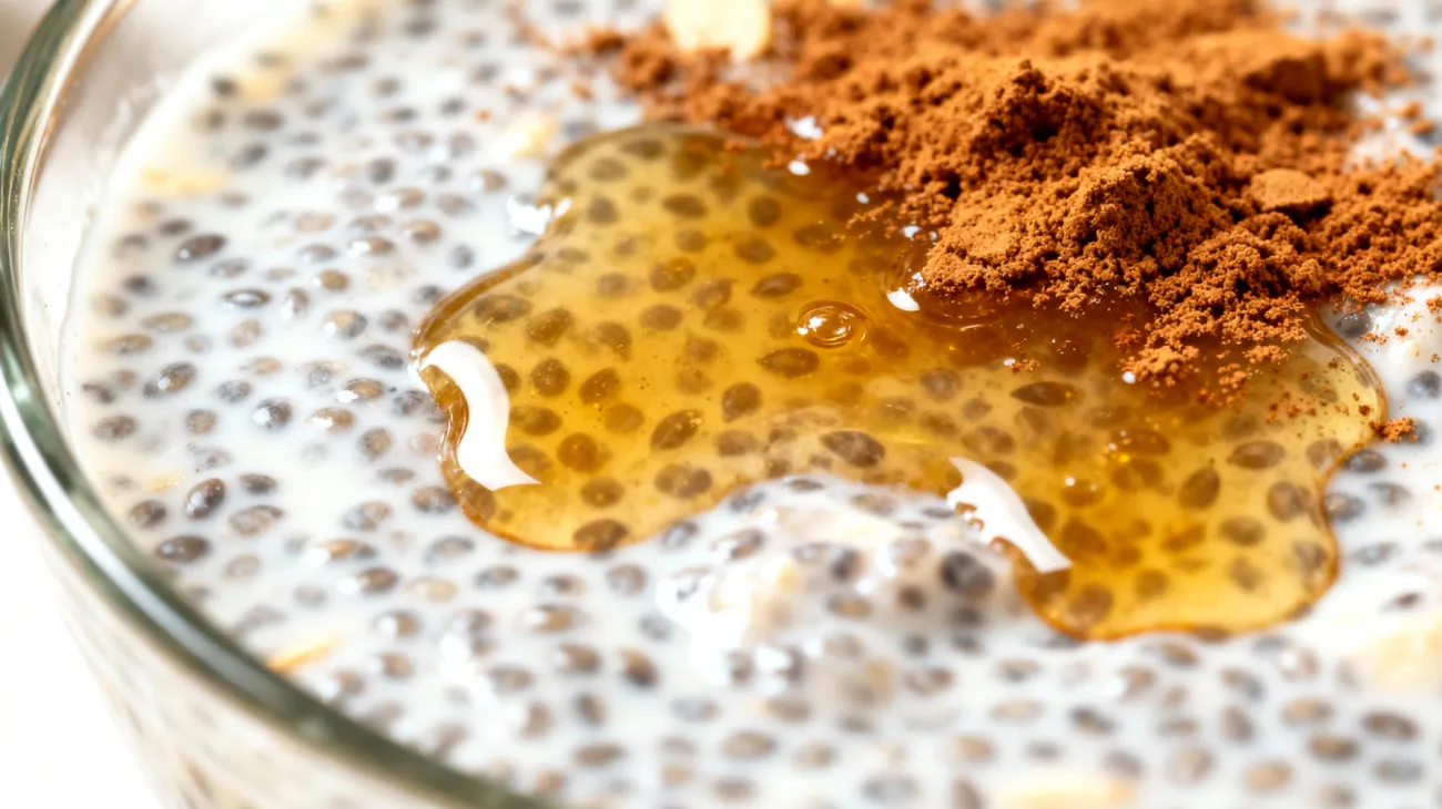 Pudding di semi di chia con latte di mandorle, miele e cannella"